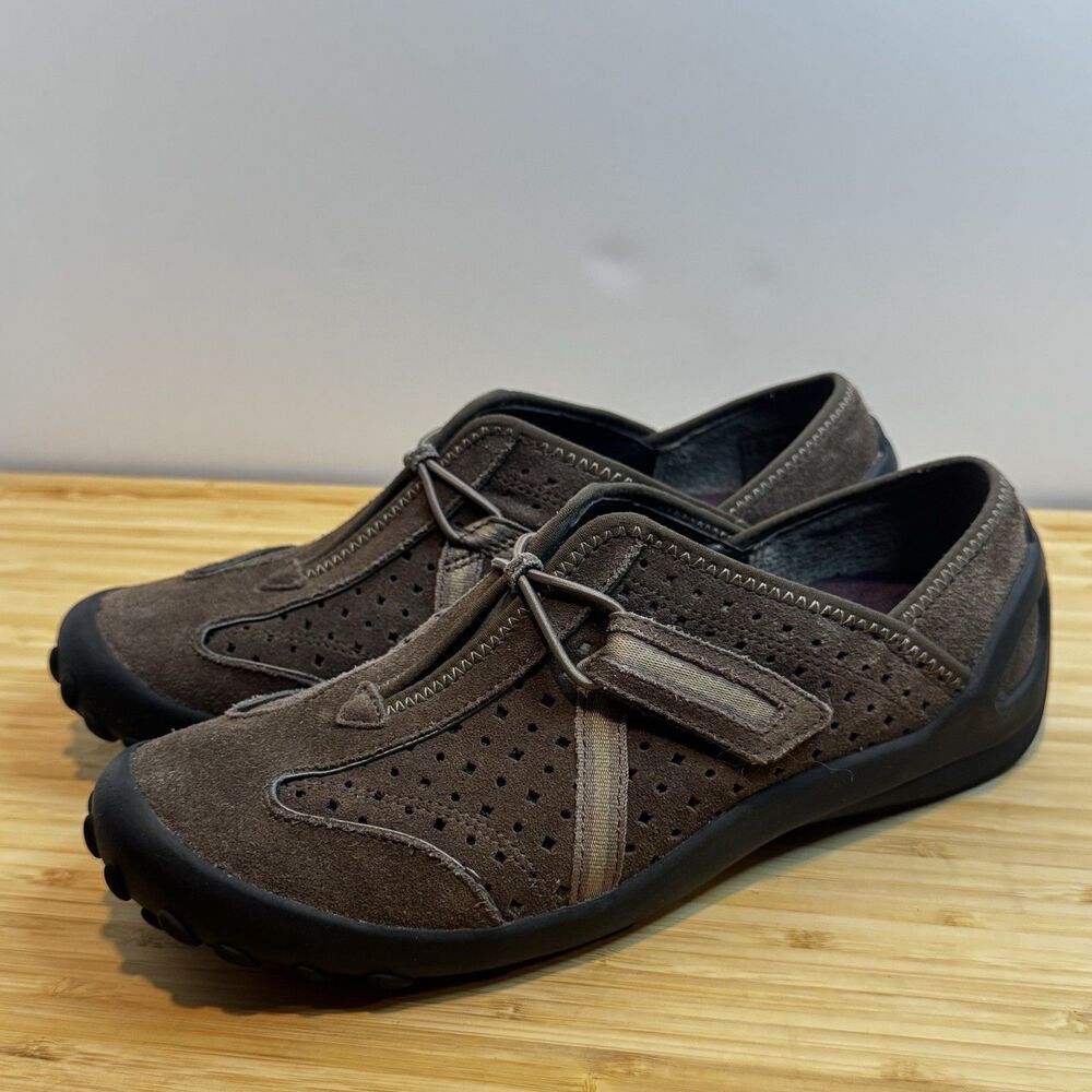 Clarks Privo Tequini Shoes Women’s Brown Suede Perforated Slip On Size 7